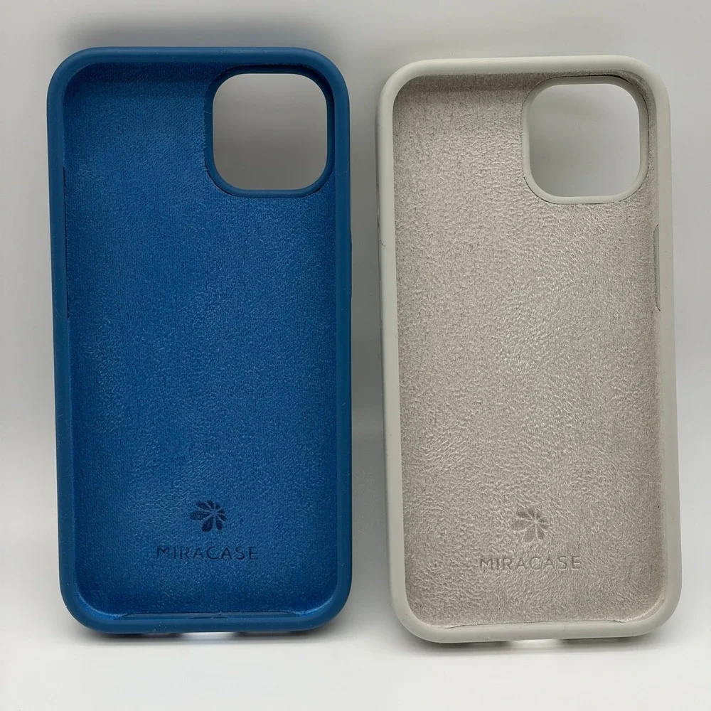 Miracase iPhone 13 Case Blue Grey Liquid Silicone Microfiber Lining 2 Pack